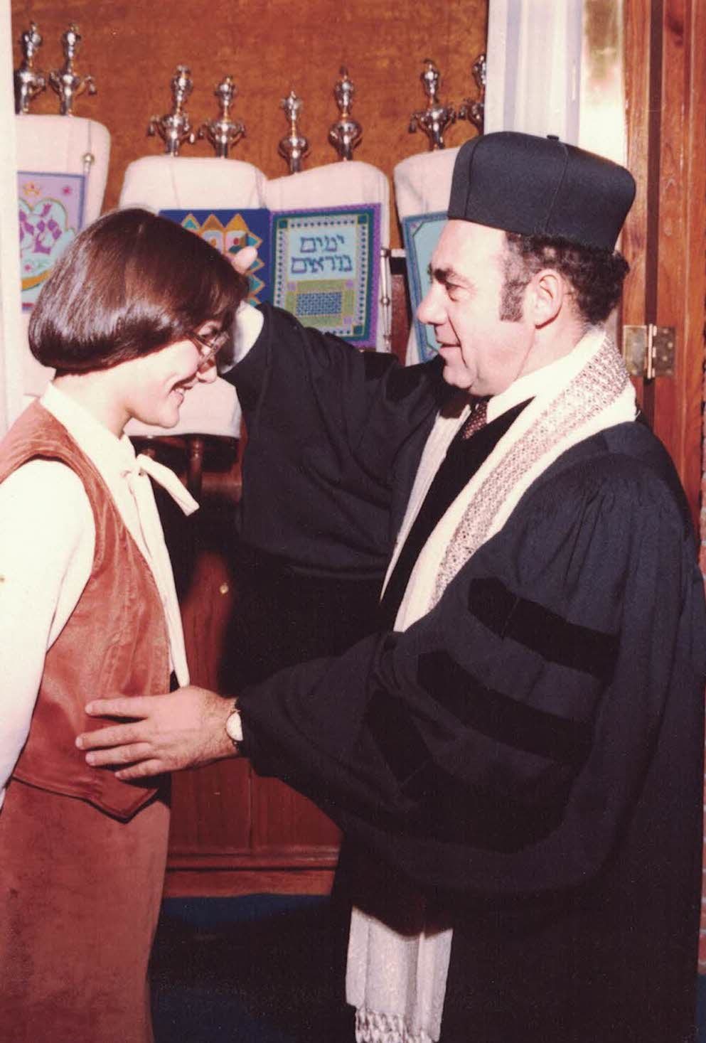 Rabbi Phillip Lazowski blessing (now rabbi) Deborah Waxman as she became bat mitzvah on November 17, 1979.