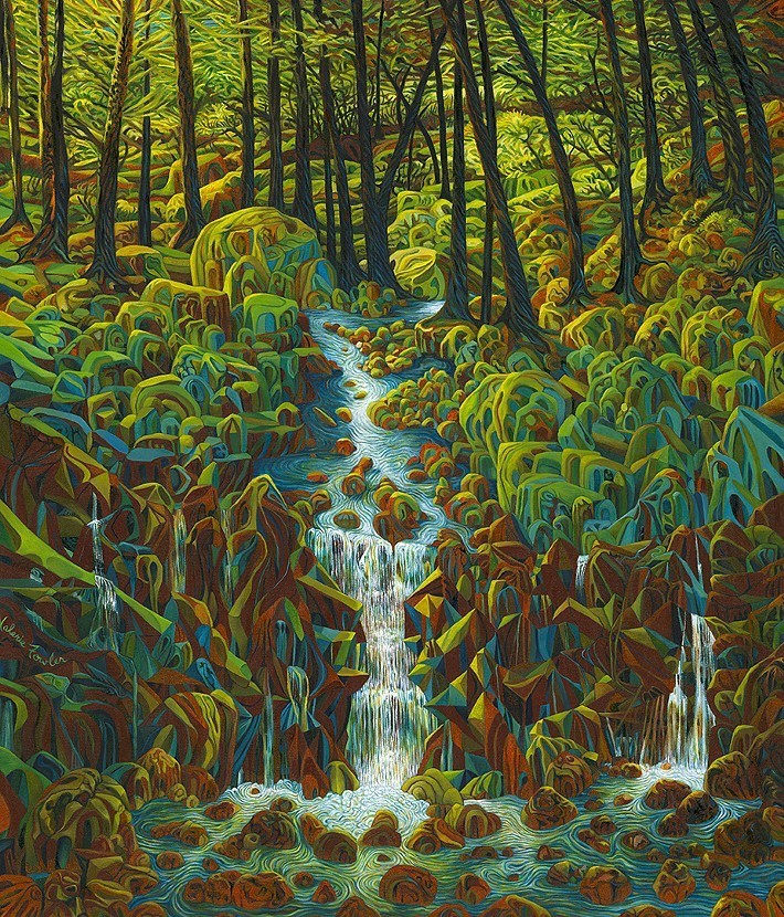 valerie fowler - Lake George Waterfall, Dedicated to C. Bruce Beattie oil on canvas 43x37